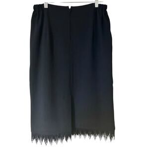 SOLINI Skirt Black VTG Lined Beaded Tassel Hem Zip Back Elastic Sides SZ 14 USA